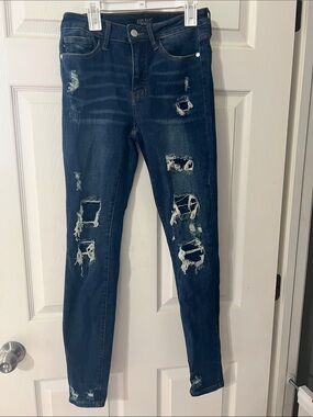Judy Blue Size 3 Women's Dark Blue Distressed Skinny Jeans